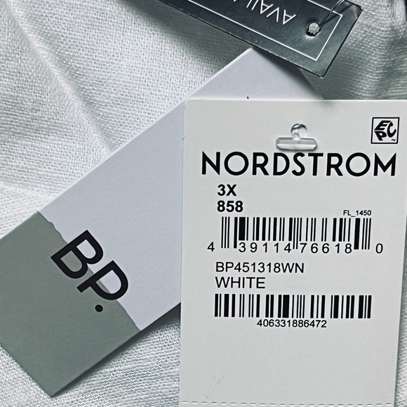 BP crop tank button front linen blend white cami shirred smocked back size 3X - Picture 8 of 10